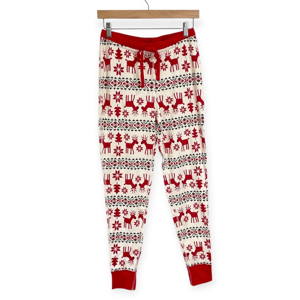 Hanna Andersson Fair Isle Snowflake Reindeer Organic Cotton Pajama Pant Womens M